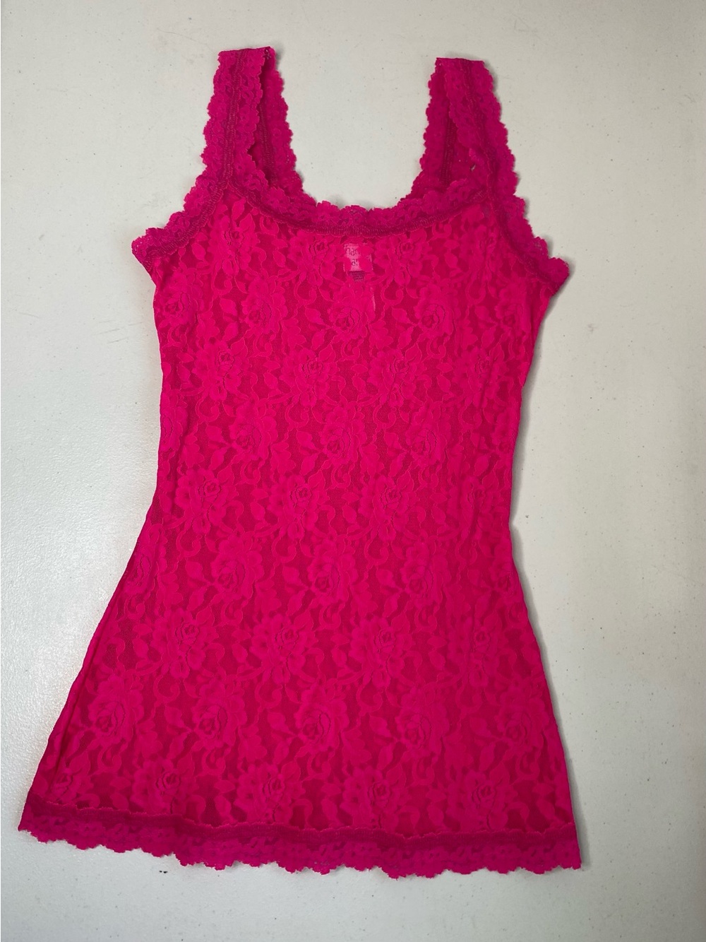 Hanky Panky Hot pink Lace Tank top Size XS Retro 80’s